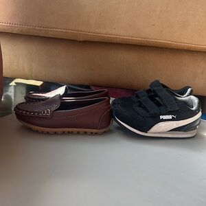 2 toddler size 6 shoes loafers & pumas sneakers